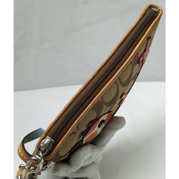 Coach Signature Brown Canvas Suede Fish Coral Reef Wristlet - Coin Wallet - Picture 4 of 13